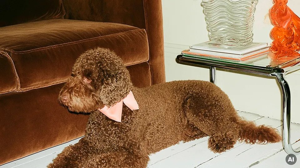 Hund mit Schleife